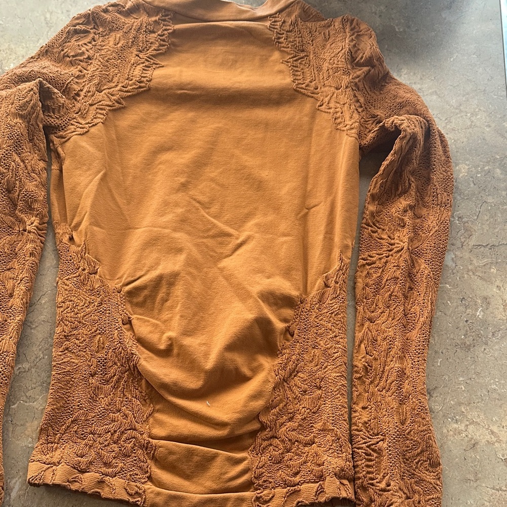 Free People Rust Lace Long Sleeve Top - Picture 3 of 3